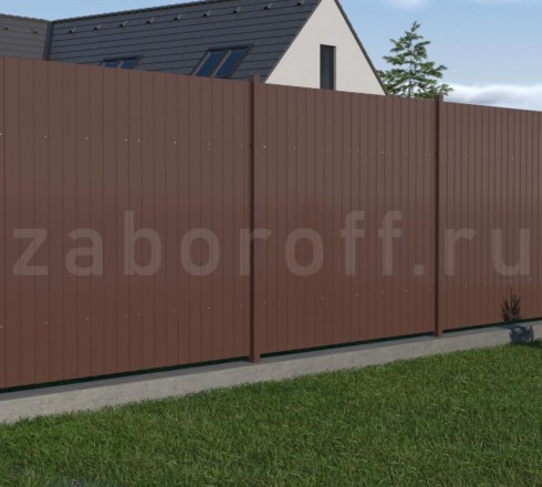 Забор из профнастила С8 в секциях на ленточном фундаменте