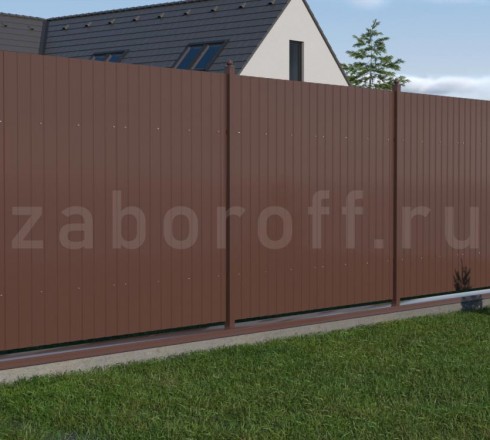 Забор секциями из профлиста С8 на ленточном фундаменте