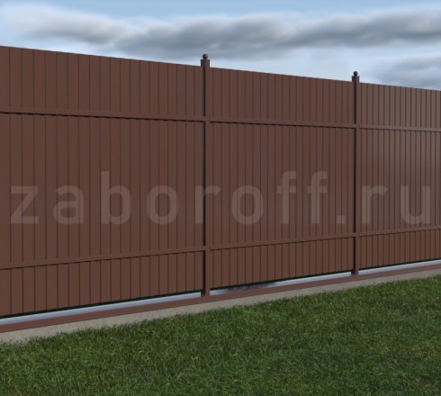 Забор секциями из профлиста С8 на ленточном фундаменте