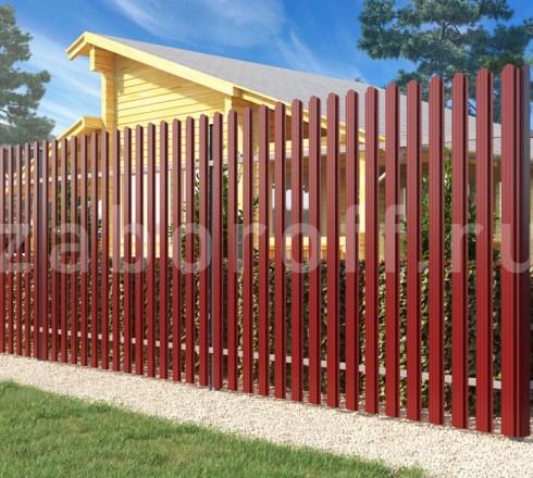 Забор из П-образного металлического штакетника ЭКОНОМ