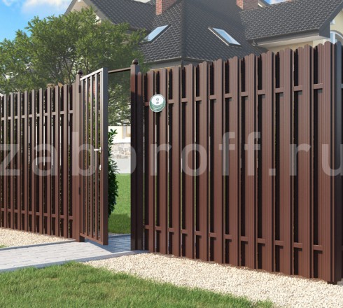Забор шахматка из П-образного евроштакетника двухсторонний ОПТИМА+
