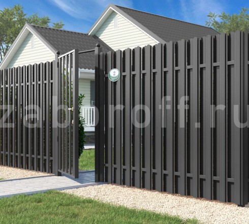 Забор шахматка из евроштакетника в секциях  ПРЕМИУМ