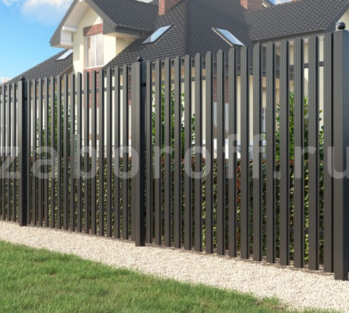 Забор из евроштакетника c металлическими столбами ПРЕМИУМ
