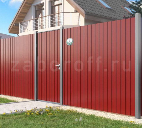 Секционный забор из двухстороннего профнастила для дачи