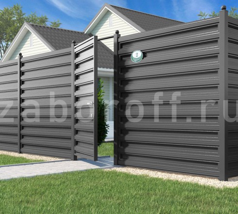 Забор горизонтальный из штакетника двухсторонний в секциях ПРЕМИУМ