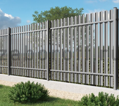 Забор из металлического штакетника на ленточном фундаменте ЭКОНОМ