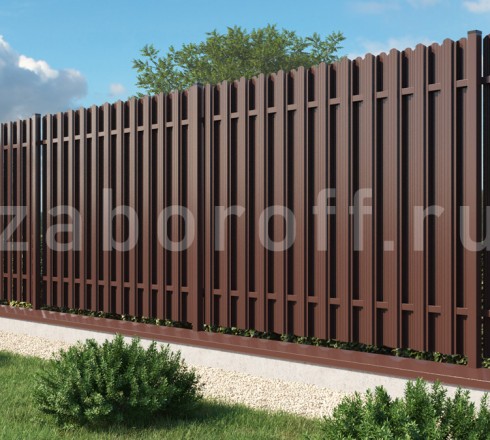 Забор шахматка из евроштакетника на ленточном фундаменте ОПТИМА+