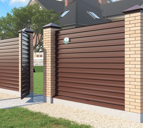 Забор горизонтальный 2,2 м из профнастила С20 под ключ