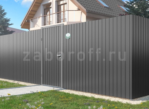 Забор из двухстороннего профнастила