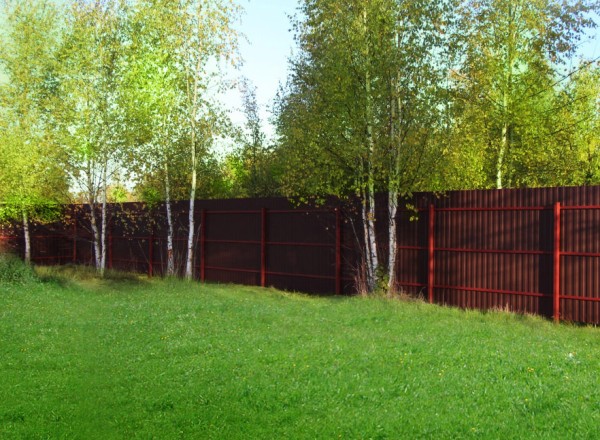 Забор из двухстороннего профнастила