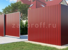 Забор из профнастила с откатными воротами под ключ